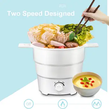 

Folding Electric Skillet Kettle Heated Food Container Heated Lunch Box Cooker Portable Hot Pot Cooking Tea