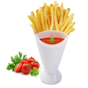 

Assorted Sauce Storage Dish Plates Tableware Creative Lazy Snack 2 Grid Plastic Bowl French Fry Chips Salad Cone Dipping Cup
