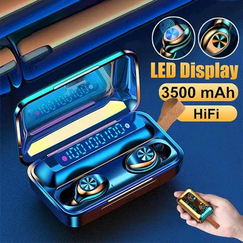 

9D HIFI 3 Digit LED Power Display bluetooth 5.0 Noise Reduction Stereo Wireless TWS Headset Dual Waterproof Headphones