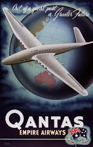 Qantas авиакомпании Австралии последние пейзаж из путешествия плакат Винтаж ретро