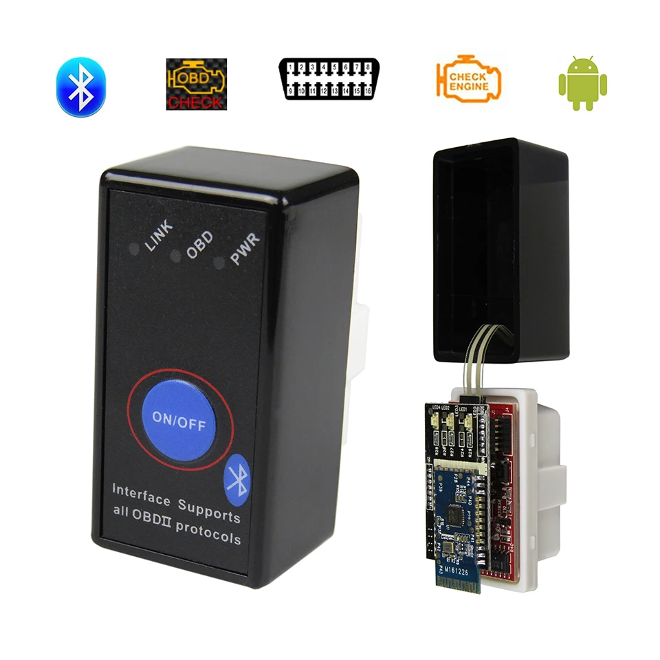PIC18F25K80 чип Mini ELM327 Bluetooth V1.5 OBD2 диагностический инструмент с переключателем ELM 327 V 1 5