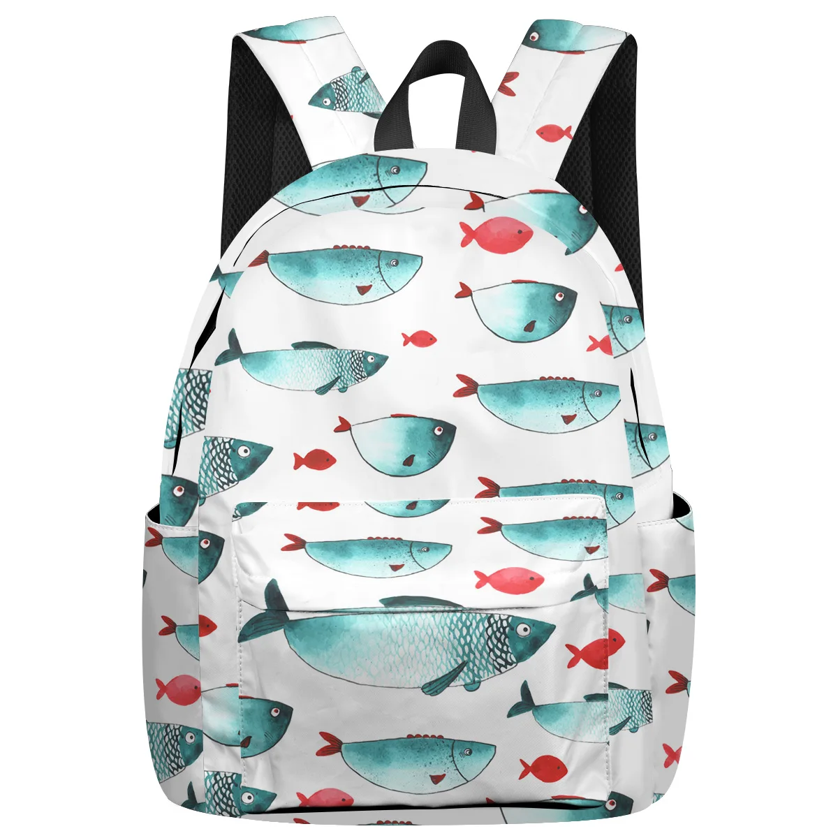 

WHEREISART Cute Blue Fish Backpacks Junior High School Student Soft And Comfortable Shoes Compartment Computer Backpack Fashion