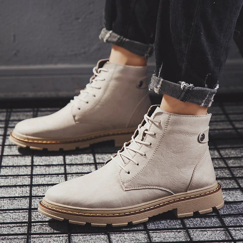 

Genuine Leather Male Shoe Autumn And Winter Martin Boots Male England Trend Work Clothes Shoe High Help Tide Male Boots