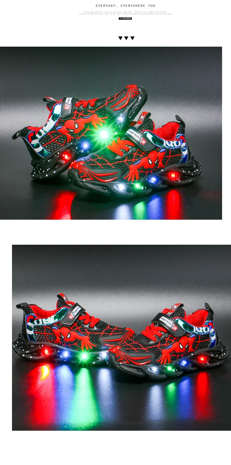 bata children's sandals YISHEN Led Luminous Kids Shoes for Boys Girls Light Children Luminous Baby Sneakers Mesh Sports Boy Girl Cartoon Led Light Shoes girls shoes