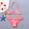 Pink Лидер продаж года; модные однотонные летние купальные костюмы с оборками для маленьких девочек; купальный костюм для детей и мам; Прямая - Цвет: Pink
