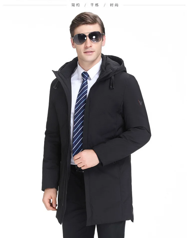 New Style High-End down Jacket Men's Casual Middle-aged Men Mid-length down Jacket Hooded MEN'S Coat