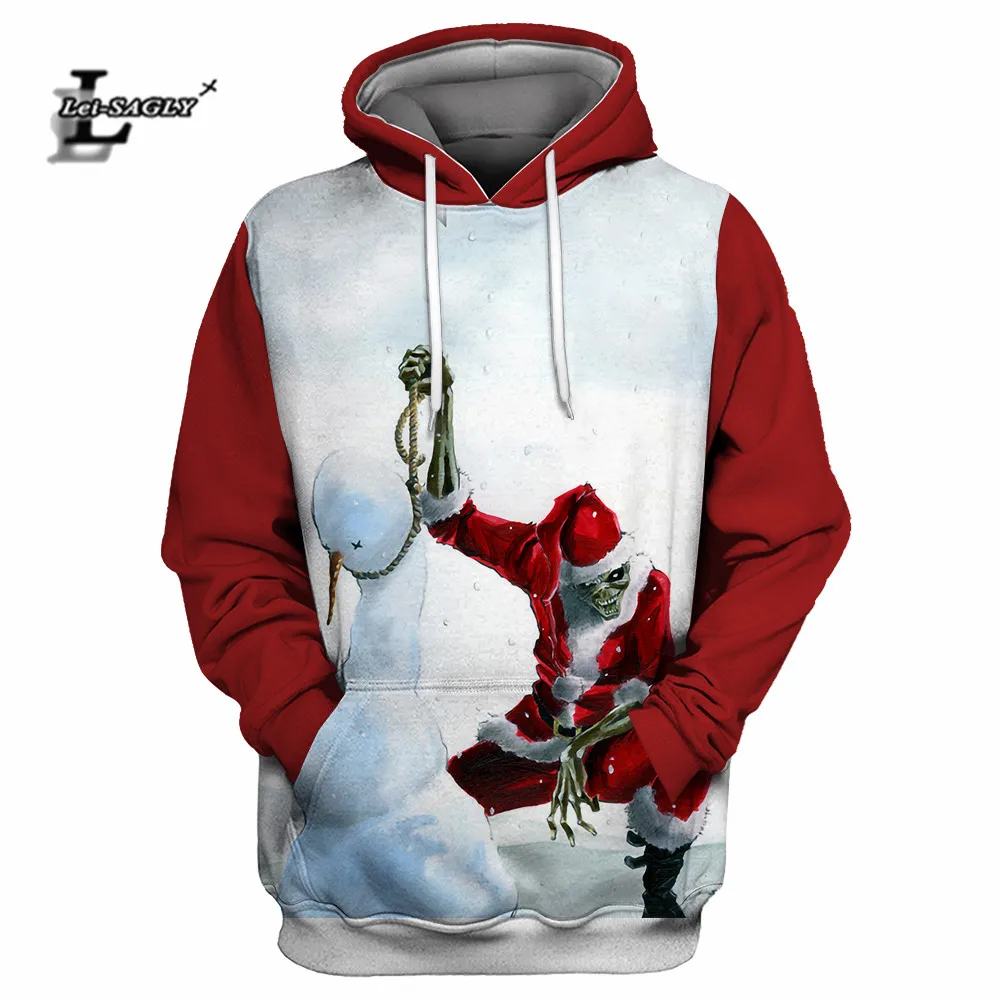 Lei-SAGLY Merry Christmas Осень Женские повседневные хипстерские толстовки Толстовка Девушка 3D Kawaii Прекрасный Санта Клаус негабаритных худи