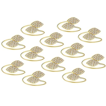 

12 Pack Gold Napkin Rings Leaf Napkin Holders for Home Table Decoration Weddings Christmas Holidays