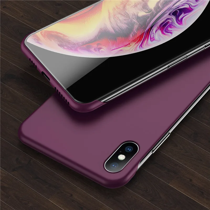 Бескаркасный чехол USLION ярких цветов для iPhone X, XR, XS, Max, 11 Pro, матовый чехол для телефона, для iPhone 11, Pro, Max, 7, 8, 6, 6S Plus, Ультратонкий Жесткий чехол из поликарбоната - Цвет: Wine Red
