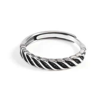 

Sterling 925 silver simple ripple rings classical silver wave shape design temperament adjust rings for women party jewelry