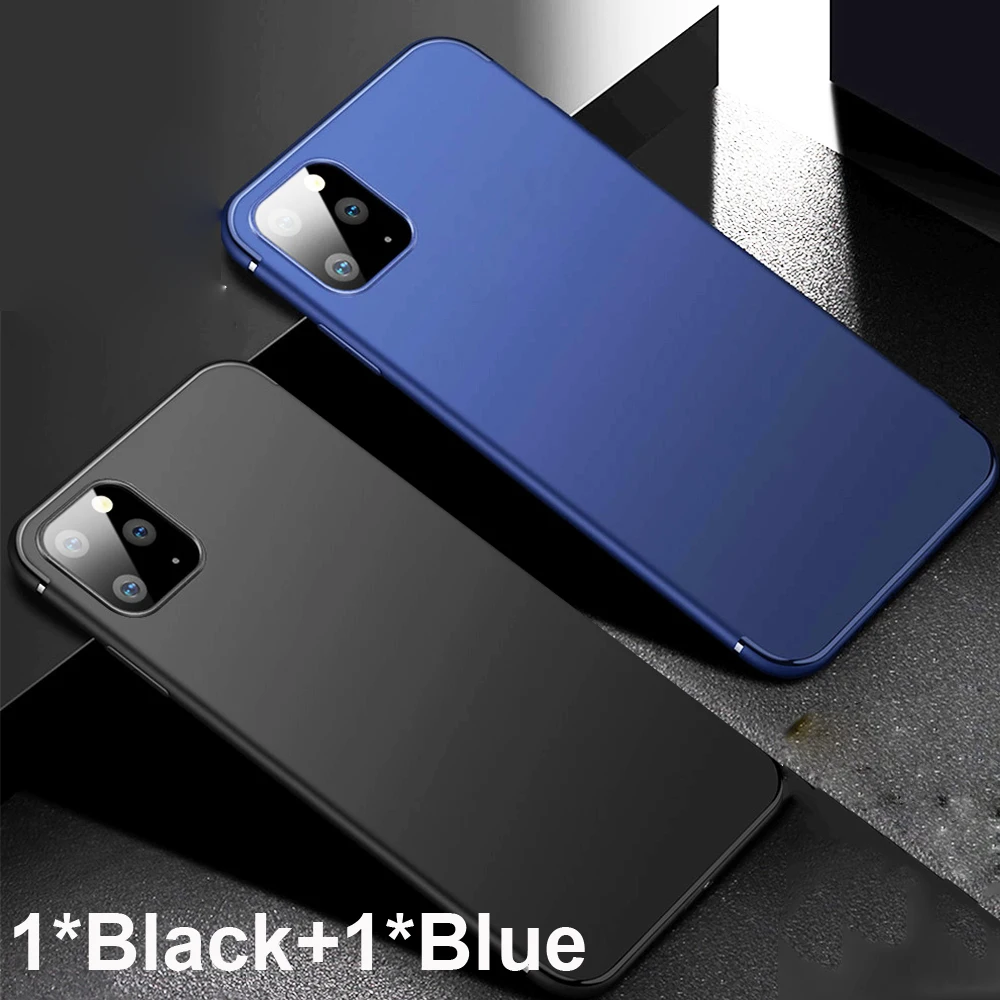 2 шт. в упаковке, тонкий мягкий силиконовый чехол для iPhone 11 Pro Max, тонкий противоударный Резиновый ТПУ гелевый Чехол для iPhone XS XR X 7 8+ 6s - Цвет: 1Pcs-Black 1Pcs-Blue