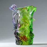 Luxury 3D Glass Vase Vivid Fish Lotus Flower Table Living Room Decor Home Garden Crystal Crafts Signify Fortune Richer Surplus 2