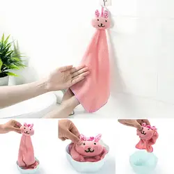 Милое полотенце для рук с мультяшном принтом коралловый бархатный платок для посуды кухонная подвесная ткань аксессуары для ванной