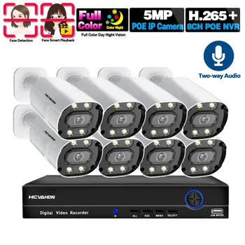 

Two-way Audio CCTV Monitoring Camera Security System Kit 8CH 5MP NVR Outdoor Waterproof Video Surveillance POE IP Cameras System