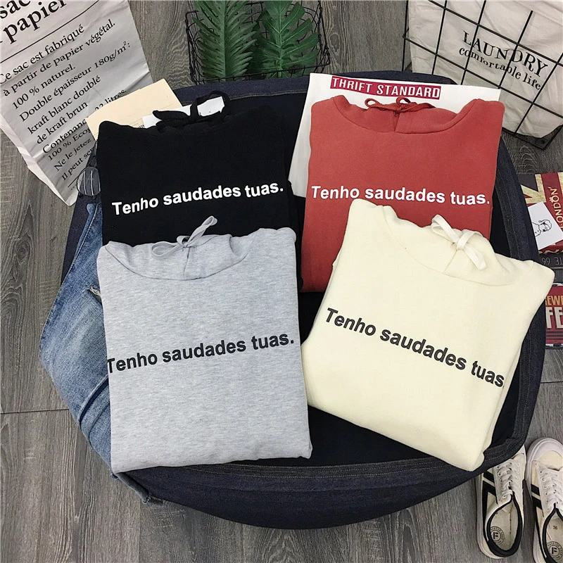 Я хочу, чтобы ваше письмо печати Женская Новая мода Harajuku повседневная куртка Ретро свободный большой размер hoodie толстовка
