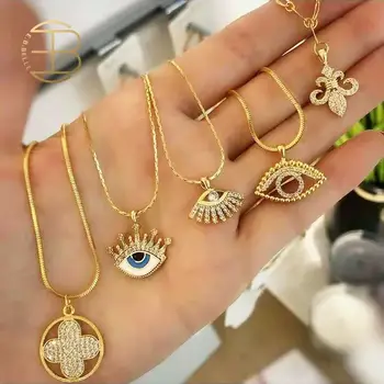 

2020 Fashion Vintage Necklace For Best Friend Slim Snake Chain Rhinestone Filled Ladies Gold Color Evil Eye Necklaces For Women