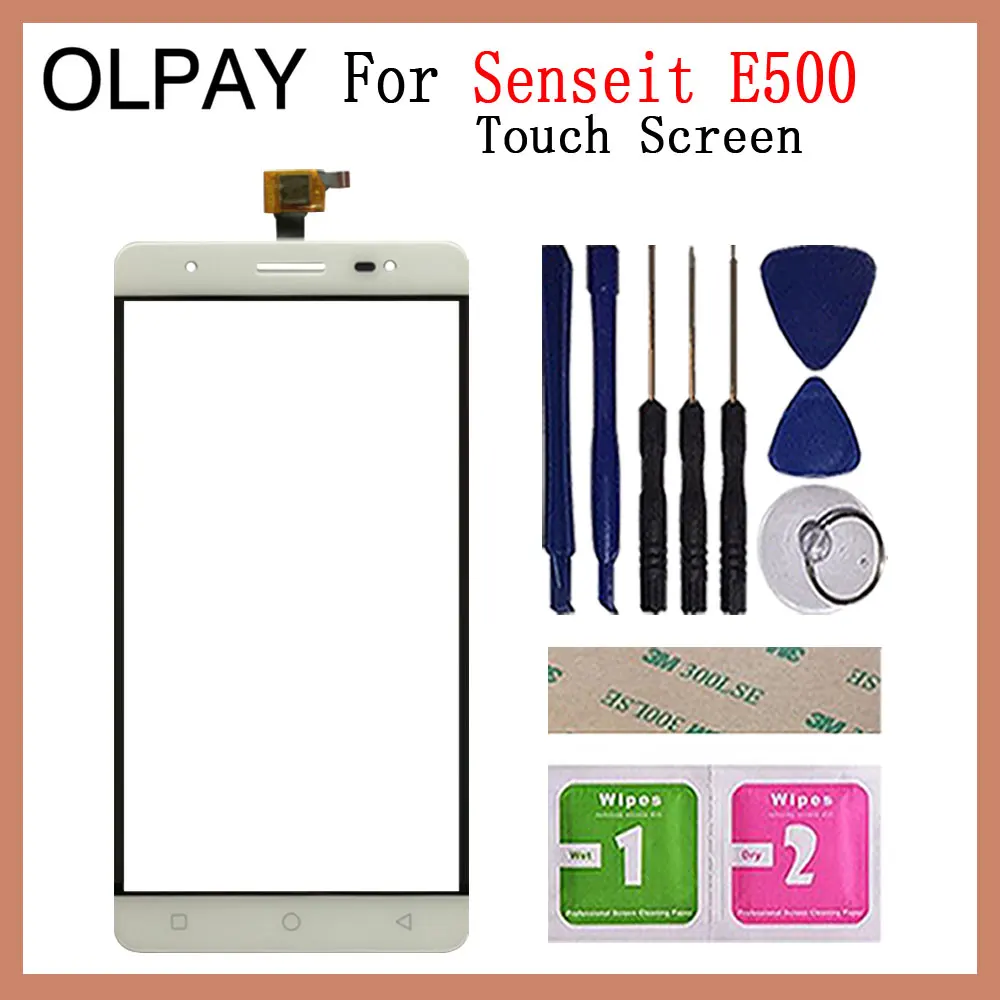 5," дюймовый сенсорный экран для мобильного телефона Senseit E500 сенсорный экран стекло дигитайзер панель объектив сенсор стекло запасные части - Цвет: White With Tools