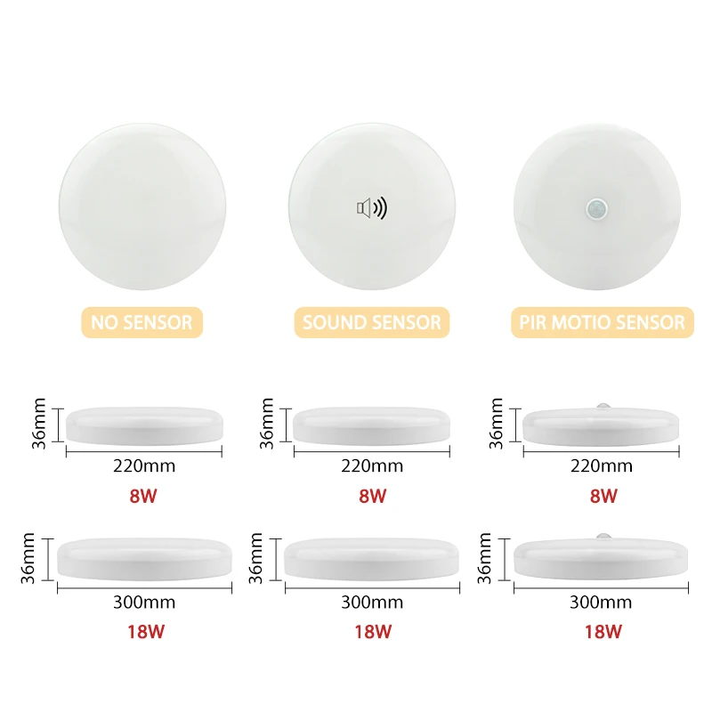  Surface Mounted PIR Motion Sensor LED Ceiling Lamps 8W 18W Night Lighting Modern Ceiling Lights For - 4000212078643
