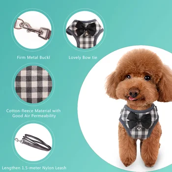 

New Dog Leash Pet Vest Harness Set with Leash Adjustable Chest Strap for Small Dog Cat Puppy Bichon Frise Schnauzer Pomeranian