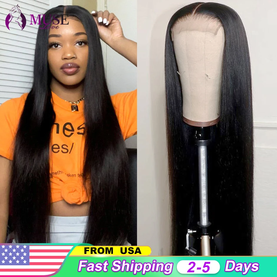 Musa amor 4x4 de cierre de encaje peluca indio Cierre de encaje recto pelucas de cabello humano Preplucked cierre Frontal de malla pelucas con minimechones