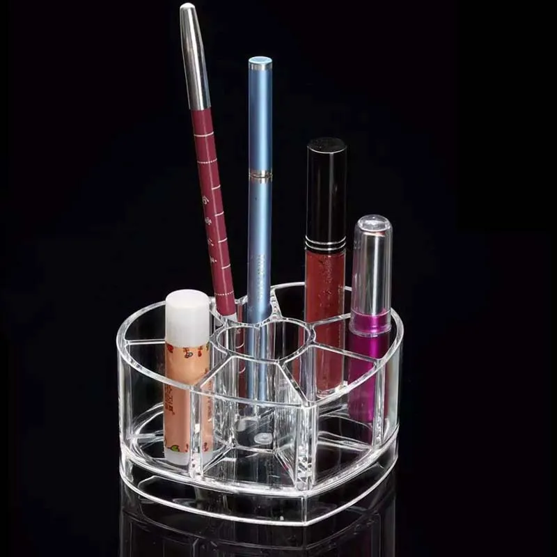 Fashion Clear Acrylic Heart Lipstick Holder Display Stand Cosmetic Organizer Makeup Case Sundry Storage Makeup Organizer Box 2