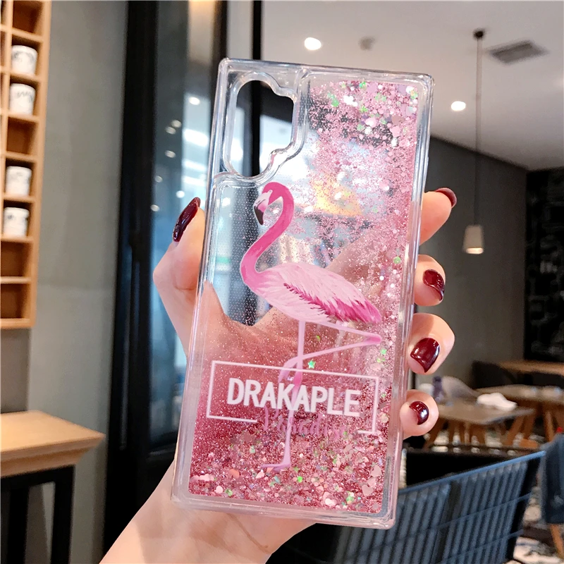 For Samsung A50 Glitter Case Pink Flamingo Dynamic Liquid Quicksand Case For Galaxy S8 S9 S10 Plus A30 A40 M30 M20 A70 Note10
