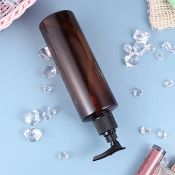 

6Pcs 250ml Plastic Press Pump Bottle Travel Subpackging Bottle Refillable Brown Bottle (Random Pump Head Color)