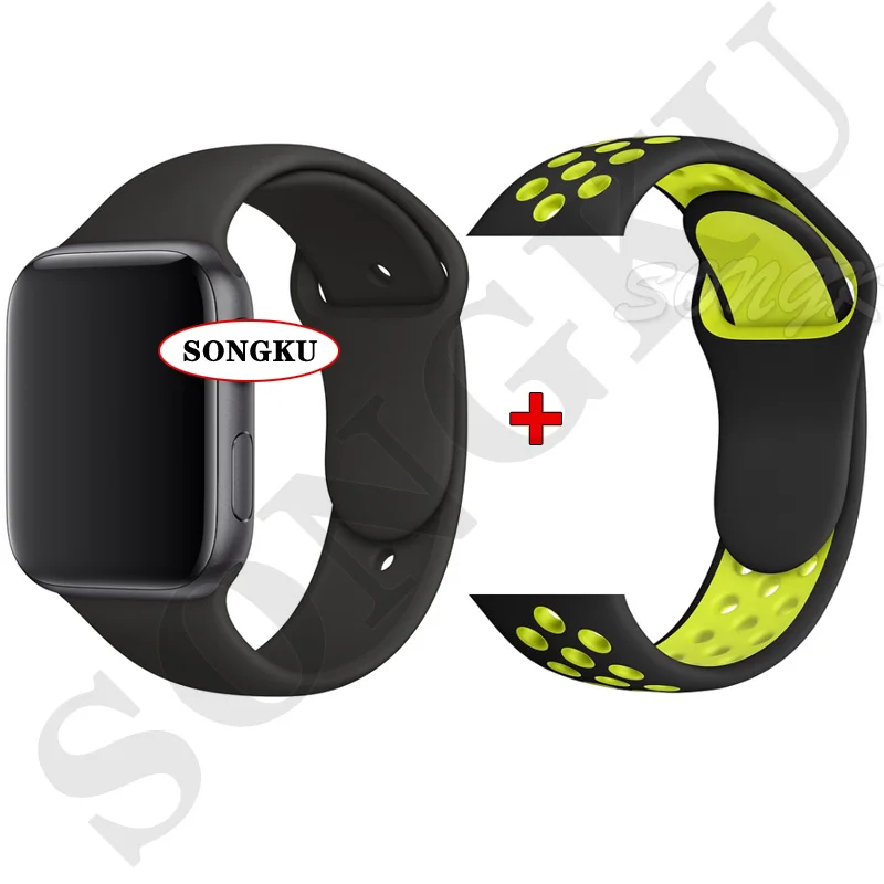 B Black and B Yellow SONGKU IWO 12 часы серии 5 1:1 Смарт часы 40 мм 44 мм Bluetooth часы iwo12 для apple iPhone IOS Android управление Siri PK IWO 11 - Цвет: B Black and B Yellow