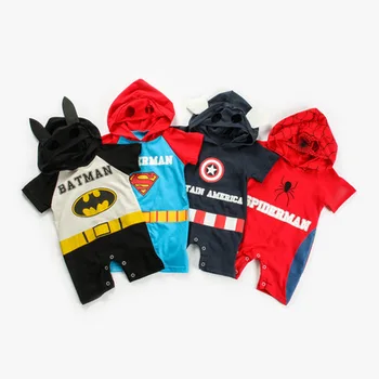 

2019 summer new spider short-sleeved boy onesies baby jumpsuit cotton newborn onesies baby overalls boys superman rompers
