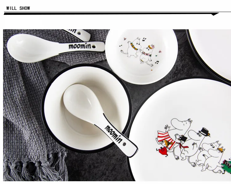 Скандинавский стиль Moomin 8 дюймов стейк керамическая тарелка рисовая чаша ложка Amy Shili мультфильм керамическая детская посуда