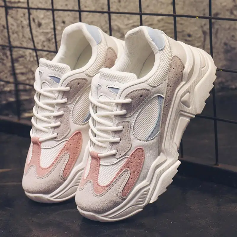 

Women's Casual shoes Comfy Breathable Mesh Women Shoes Trainers Chunky Heels 5cm Platform Sneakers Female woman shoes