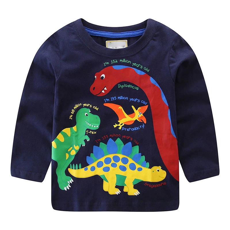 Children Clothes Autumn Blouse Baby Boys T Shirts Long Sleeve Boys T Shirts Cotton Animals Printed Dinosaur Tops