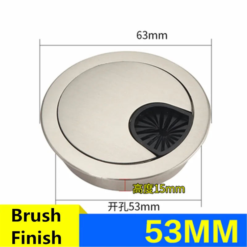 Brush finish 53mm Wonzeal цинковый сплав стол проволока отверстие крышка база компьютерная втулка стол кабель выход порт Поверхностная Линия Коробка мебельная фурнитура - Цвет: Brush finish 53mm