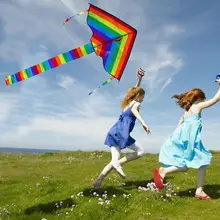 Large Colorful Rainbow Kite Long Tail Nylon Outdoor 30m Surf Kids Toys Flying Kid With Kite Kites Outdoor Line For Children I3E5