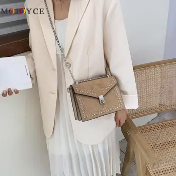 

Scrub Leather Small Shoulder Messenger Bags For Women 2020 Chain Rivet Lock Crossbody Bag Female Mini Bags