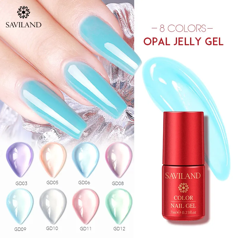 

SAVILAND 7ml Opal Jelly Gel 8 Colors Gel Nail Polish Gel Varnish Translucent Color Nail Gel Soak Off Gel Polish Nail Art Primer