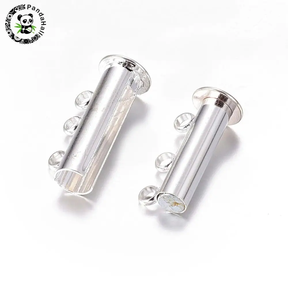 5sets 3-strands Brass Magnetic Slide Lock Clasps for jewelry DIY making,6-Holes,20x10mm, Hole: 2mm