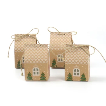 

30PCS/Set Christmas Tree Paper Bags Gift Boxes Candy Cookie Packaging Box Christmas House New Year Party Decor