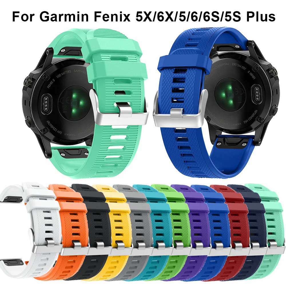 

20 22 26mm Sport Silicone Replacement wristband Watch Band bracelet strap for Garmin Fenix 5 5S 5X 6 6S 6X 3 HR For Smart Watch