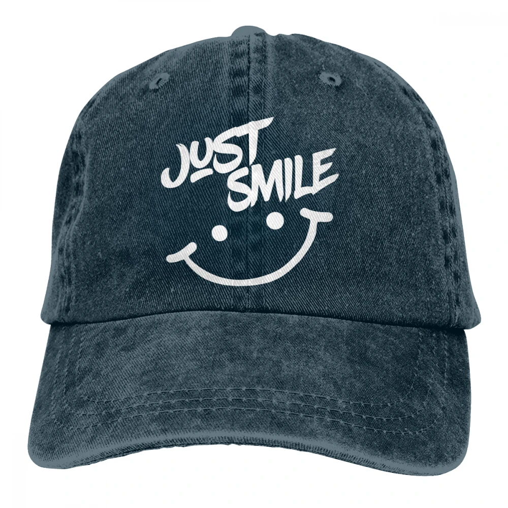 Just Smile Casquette черные унисекс Мужские Женские джинсовые бейсболка с ремешком кепки регулируемые Гольф папа шляпа