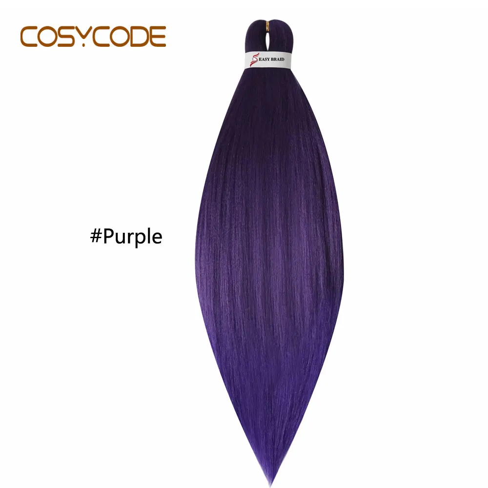 COSYCODE Jumbo вязание крючком плетение волос для наращивания 26 дюймов 66 см Длинные Синтетические косички чистый 2 тона - Цвет: # Фиолетовый