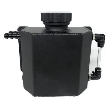 

1000ml Black Powder Coated / Chrome Polished Radiator Coolant Overflow Recovery Water Bottle Tank