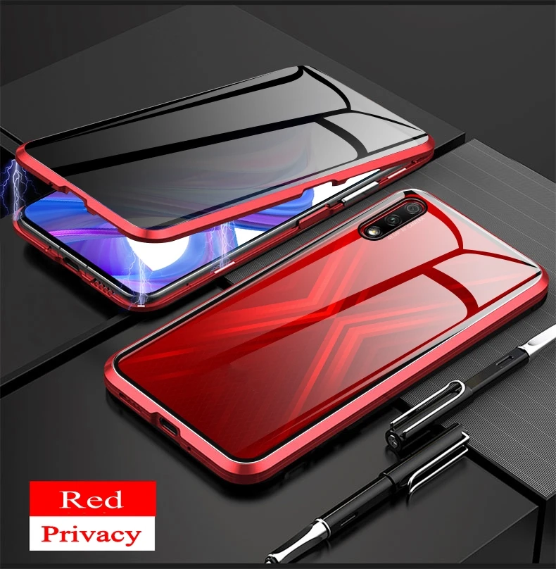Защитный Магнитный чехол для huawei P30 P20 Pro, двусторонний металлический бампер из закаленного стекла, чехол для huawei mate 20 - Цвет: Красный