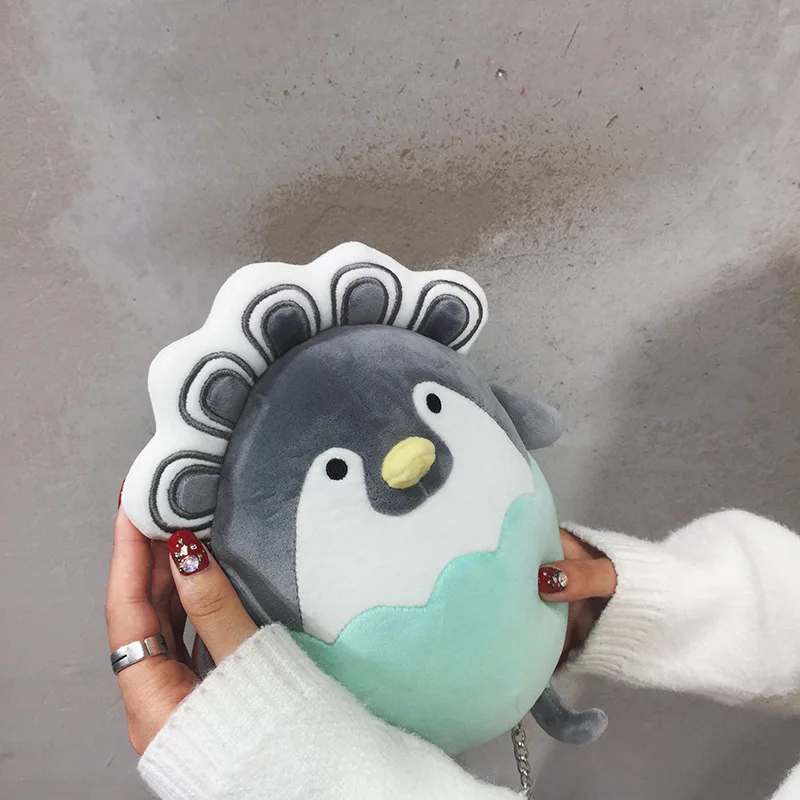 

2019 New Style Plush Big Feet Cartoon Pillow Peacock Shoulder WOMEN'S Bag