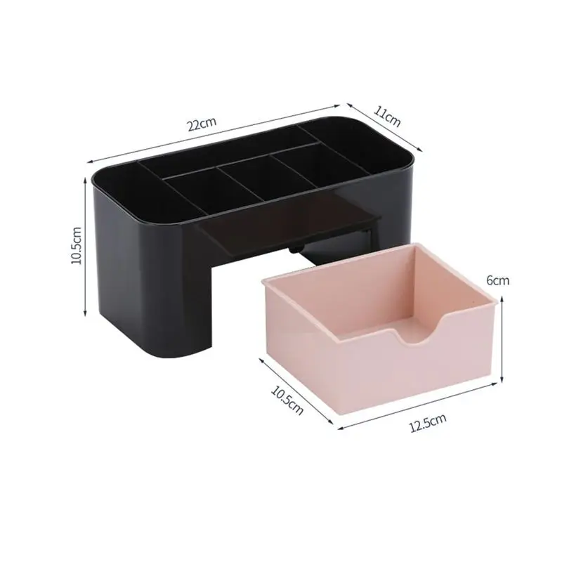 1PC Large Drawer Type Cosmetics Storage Box Dormitory Desktop Makeup Organizer Dresser Shelf(Pink Drawer