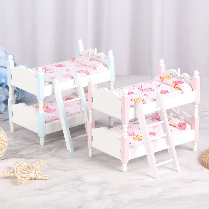 Meubles Miniatures Pour Chambre A Coucher 1 12 Lit Double Pont Accessoire De Poupee Mini Meubles De Maison De Poupee Ensemble De Lit Jouets Pour Enfants Aliexpress