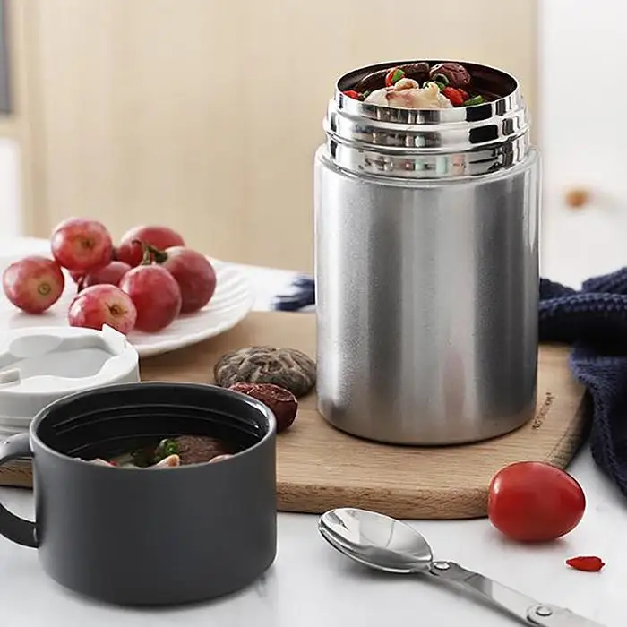 500ml Durable Practical Thermos Bottle Soft Food Simmer Home, Outdoor With Spoon Green/Gold/Silver Bottle