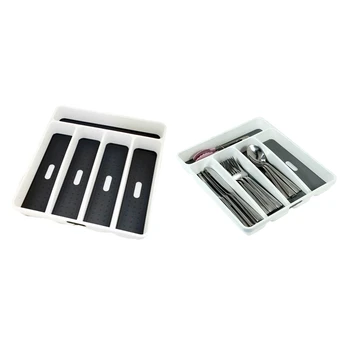 

Drawer Cutlery Tray Cutlery Storage Box Plastic Cutlery Storage Tray & Gray Silverware Tray Fork Collection Container
