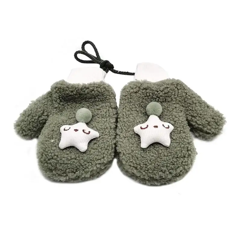 17x9cm C Kids Girl Boys Fleece Soft Gloves Autumn Winter Warm Children Cute Star Gloves Imitation Lamb Plush Leisure Knitting - Цвет: 17x9cm C