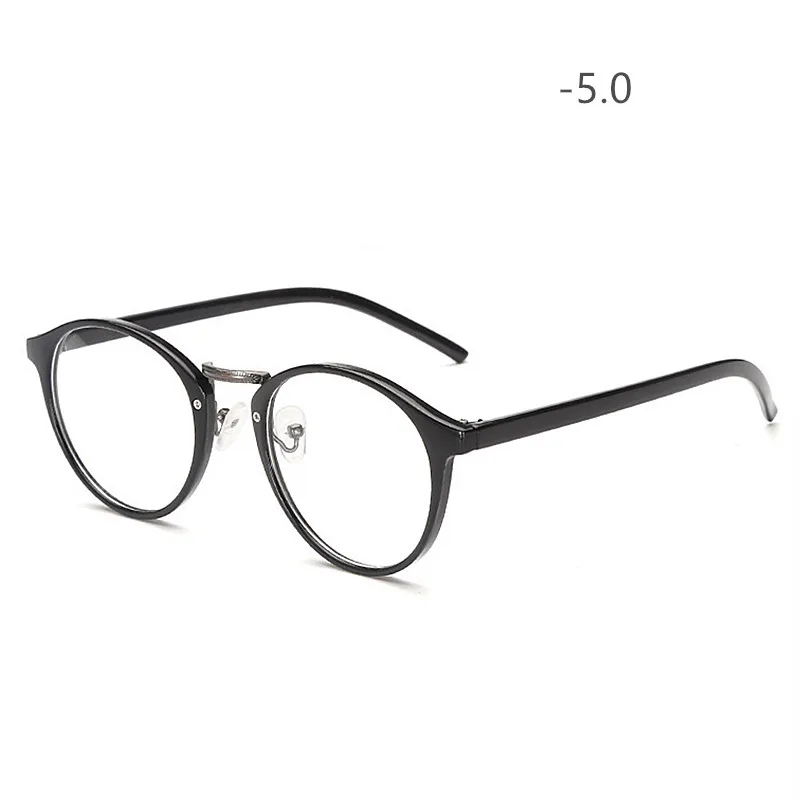 NYWOOH круглые очки готовой Для женщин Для мужчин в ретро стиле, прозрачные студент специальные металлические ножки-1,0 1,5 2,0 2,5 3,0 3,5 4,0 5,0 - Цвет оправы: BK500